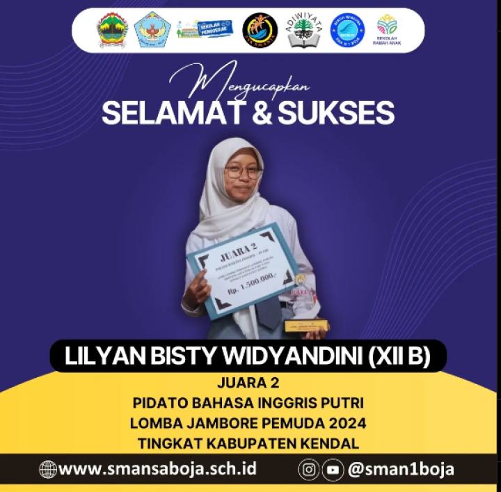 Image of Juara 2 Pidato Bahasa Inggris Putri Lomba Jambore Pemuda 2024 Tingkat Kab. Kendal