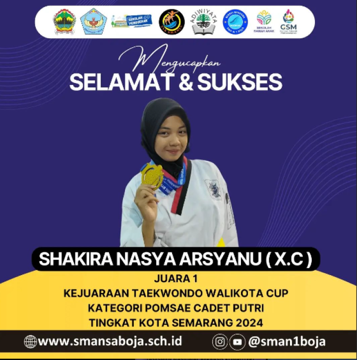 Image of Juara 1 Kejuaraan Taekwondo Walikota Cup Kategori Pomsae Cadet Putri Tingkat Kota Semarang 2024